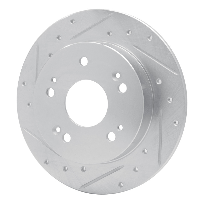 Honda Civic Si Brake Rotor (1) - Rear Left - R1 Concepts - Drilled & Slotted - Silver - `06-`15